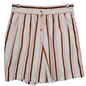 Anthropologie Boxy Bermuda Shorts Small‎ Pink Stripe Beach Coast Summer Vacation